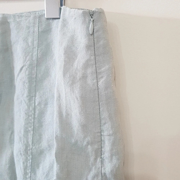 david n Linen light sage green classic feminine flirty A line skirt size… - Picture 2 of 3
